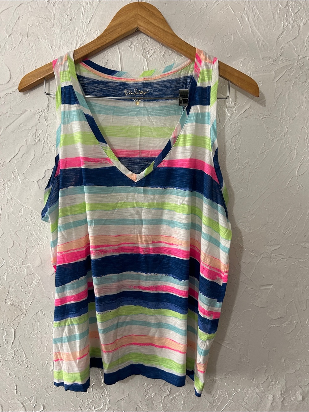 Lily Pulitzer Striped V-Neck Tank Top in Navy, Pink & Green